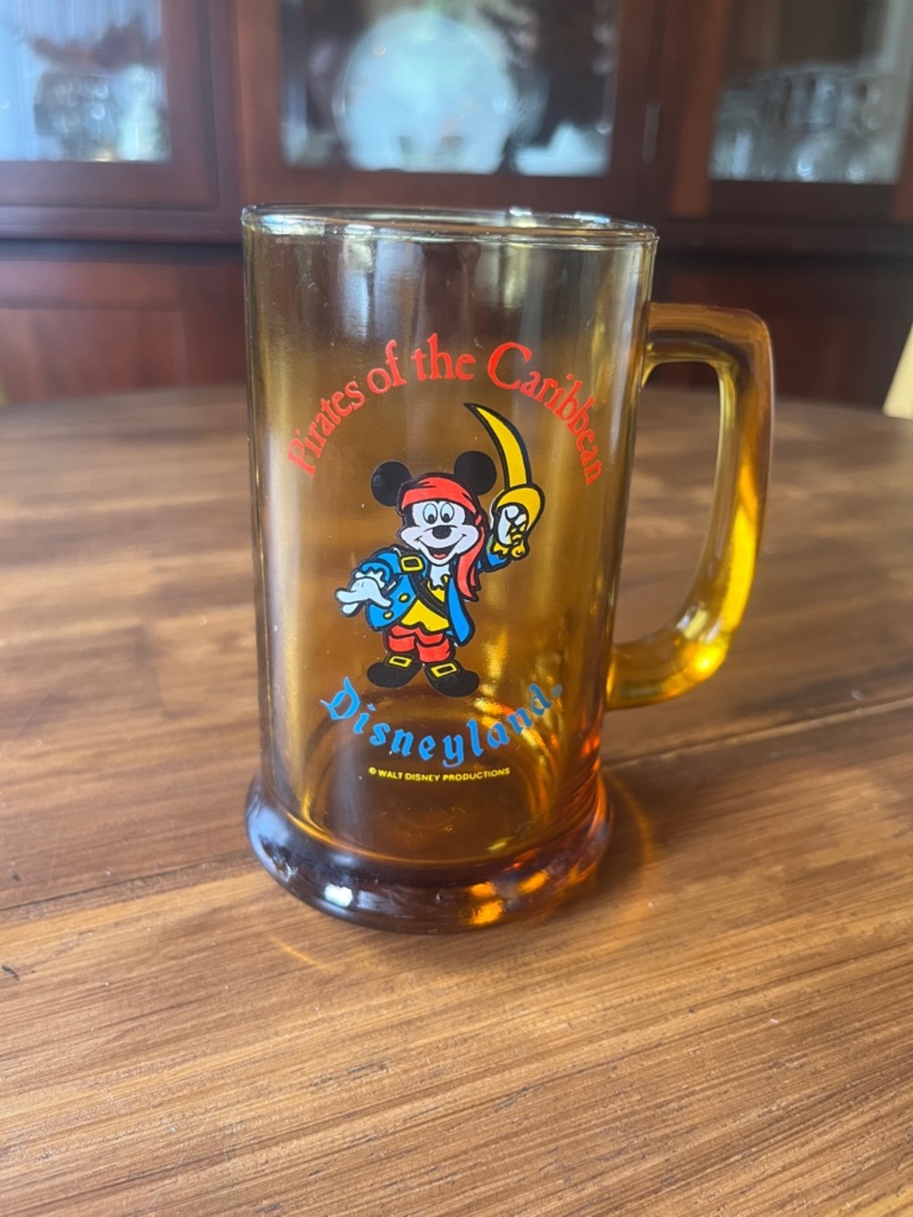 Vintage Pirates of the Caribbean Amber Glass Mug - Disneyland